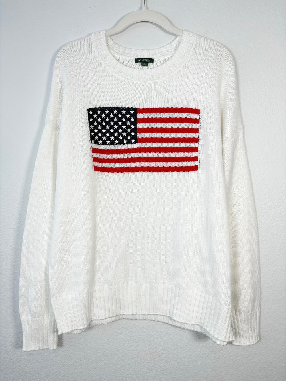 Women's Target Wild Fable White American Flag Oversized Crewneck Sweater